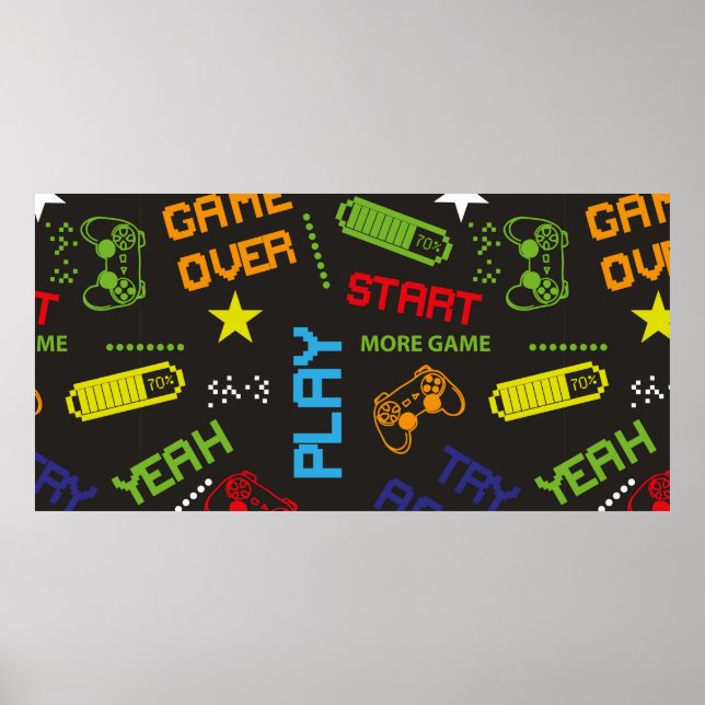 Nahtlose abstrakte Darstellung im Pixelspielstil.  Poster (Vorne)