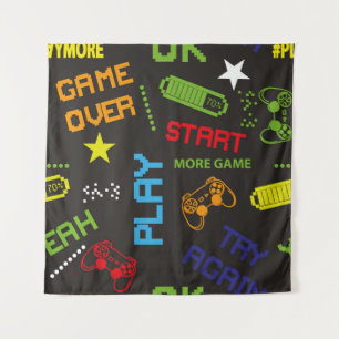 Nahtlose abstrakte Darstellung im Pixelspielstil.  Wandteppich