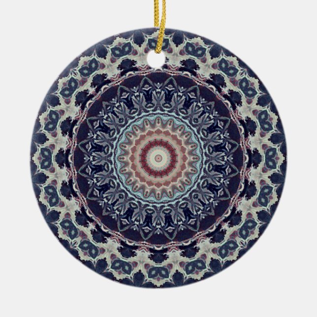 Nahtlose abstrakte geometrische Rundkreismandala Keramik Ornament (Vorne)
