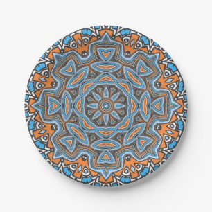 Nahtlose abstrakte geometrische Rundkreismandala Pappteller