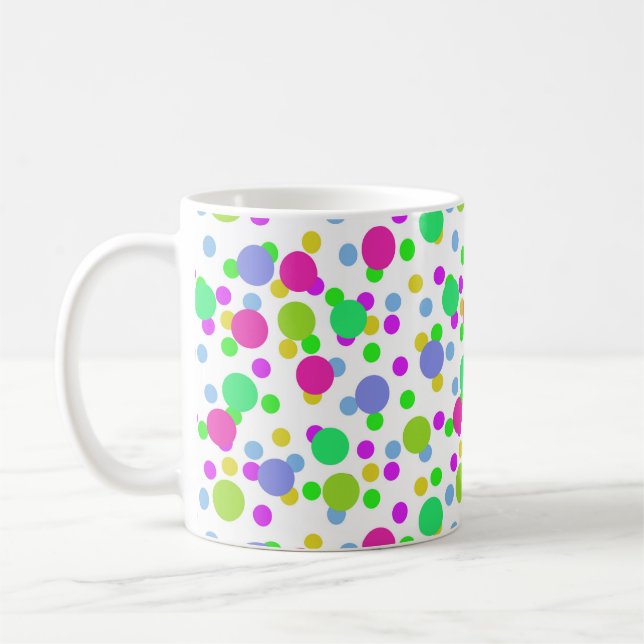 Nahtlose abstrakte Kreise Spaß Konfetti Punkte hel Kaffeetasse (Links)
