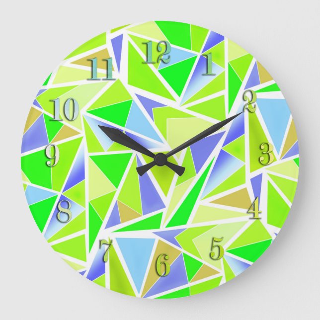 Nahtlose abstrakte, moderne geometrische Formen tr Große Wanduhr (Vorderseite)