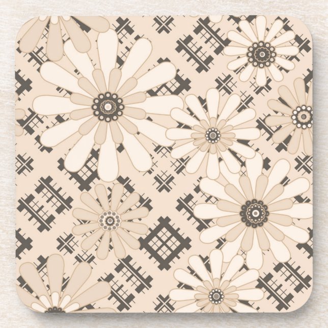 Nahtlose abstrakte, moderne, karierte karierte Blü Getränkeuntersetzer (Vorderseite)