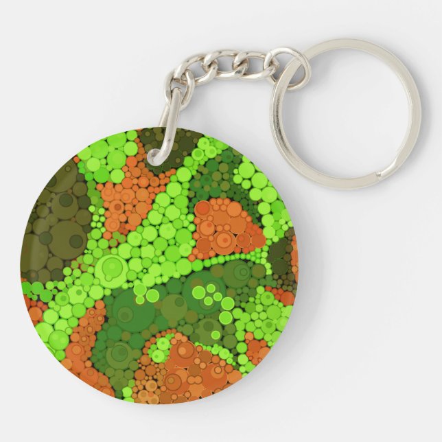 Nahtlose abstrakte Pointillismus Punkte grün b Schlüsselanhänger (Rückseite)