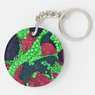Nahtlose abstrakte Pointillismus Punkte Kreise grü Schlüsselanhänger