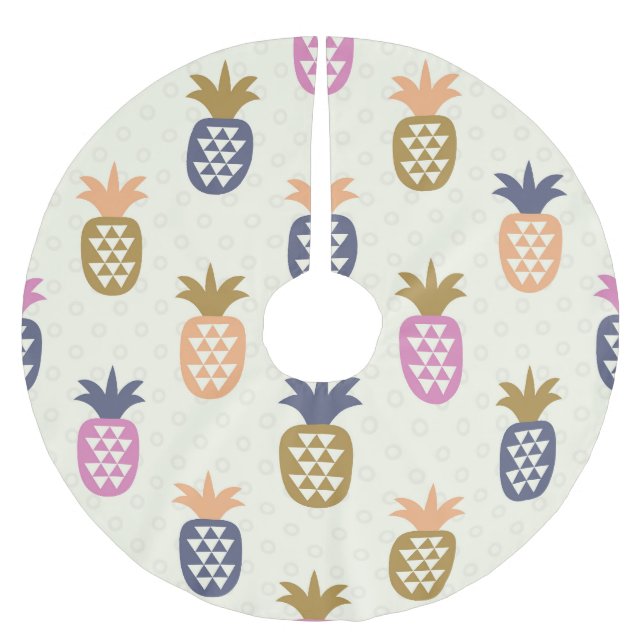 Nahtlose Ananas Vintages Muster Polyester Weihnachtsbaumdecke (Vorderseite)
