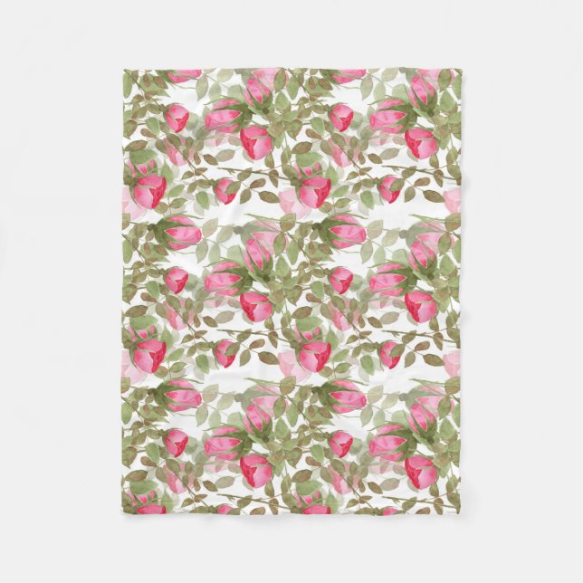 Nahtlose Aquarellfarben Blume Rosa Rosen Blumenrom Fleecedecke (Vorderseite)