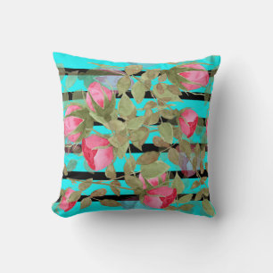 Nahtlose Aquarellfarben Blume Rosa Rosen Blumenrom Kissen