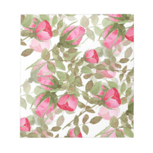 Nahtlose Aquarellfarben Blume Rosa Rosen Blumenrom Notizblock