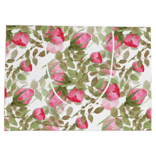 Nahtlose Aquarellfarben Blume Rosa Rosen Blüten Große Geschenktüte