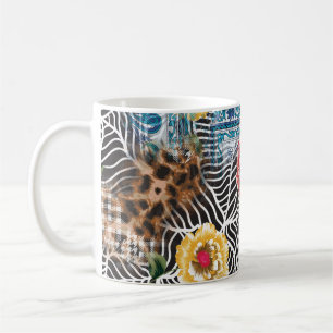 Nahtlose Aquarellfarben-Blume, strukturierte Muste Kaffeetasse