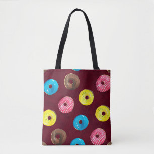 Nahtlose Aquarellmuster mit Donuts auf Ruby Tasche