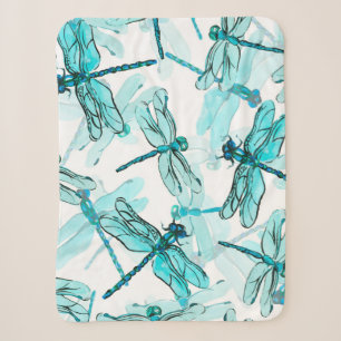 Nahtlose Aquarellmuster mit eleganter Libelle Sherpadecke