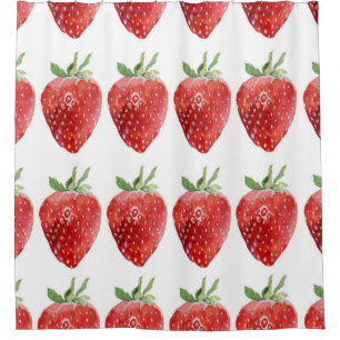 Nahtlose Aquarellmuster mit Erdbeeren Duschvorhang
