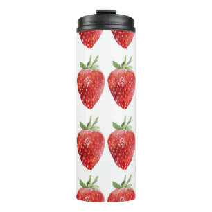 Nahtlose Aquarellmuster mit Erdbeeren Thermosbecher