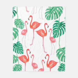 Nahtlose Aquarellmuster mit Flamingo-Familie w Fleecedecke
