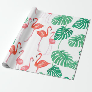 Nahtlose Aquarellmuster mit Flamingo-Familie w Geschenkpapier