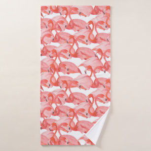 Nahtlose Aquarellmuster mit Flamingo-Klein Badehandtuch