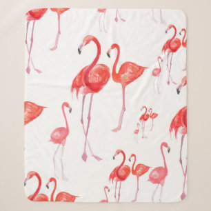 Nahtlose Aquarellmuster mit Flamingos-Familie Sherpadecke