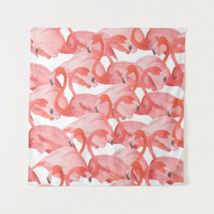 Nahtlose Aquarellmuster mit Flamingos Wandteppich