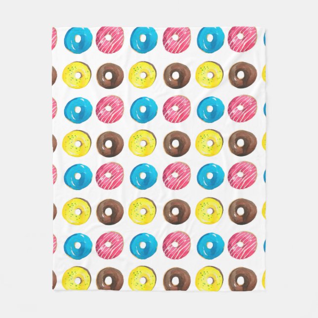 Nahtlose Aquarellmuster mit kleinen Donuts Fleecedecke (Vorderseite)