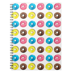 Nahtlose Aquarellmuster mit kleinen Donuts Notizblock