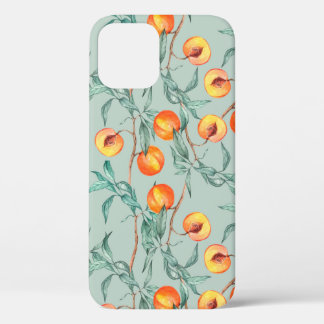 Nahtlose Aquarellmuster mit Pfirsichen und Verzwei Case-Mate iPhone Hülle