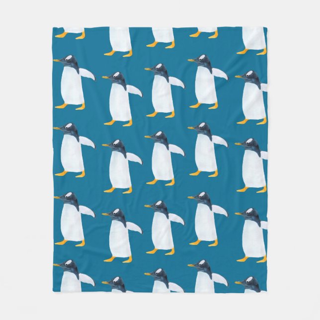 Nahtlose Aquarellmuster mit Pinguin Fleecedecke (Vorderseite)