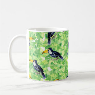 Nahtlose Aquarellmuster mit Toucan l Kaffeetasse