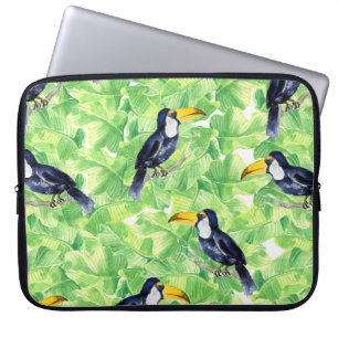 Nahtlose Aquarellmuster mit Toucan l Laptopschutzhülle