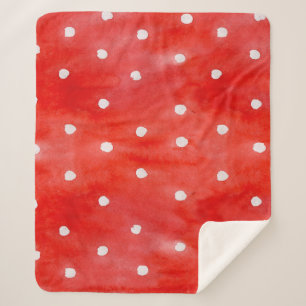 Nahtlose Aquarellmuster rote Polka-Punkte Sherpadecke