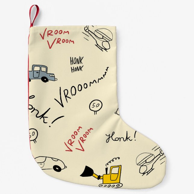 Nahtlose Autokizzen: Kinderblatt Kleiner Weihnachtsstrumpf (Vorderseite)
