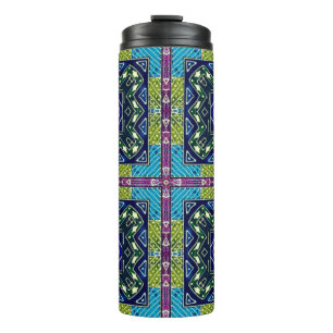 Nahtlose Azteken-Muster. Ikat Zickzack Tuch. Wiede Thermosbecher