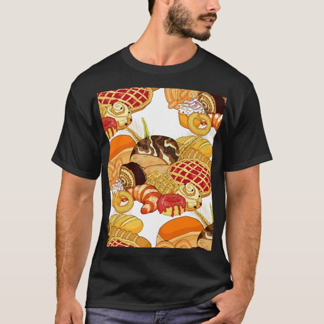 Nahtlose Backwaren, Vintager Stil. T-Shirt (Vorderseite)