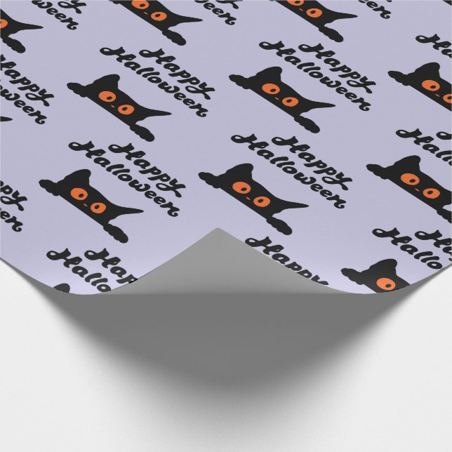 Nahtlose Black Cats Wrapping Paper zu Halloween Geschenkpapier (Ecke)