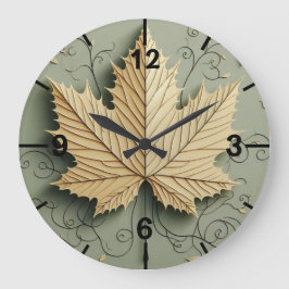 Nahtlose Blätter Design Wall Große Wanduhr