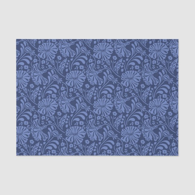 Nahtlose blaue Blume Muster decoupage Tissue Papa Seidenpapier (Vorderseite)