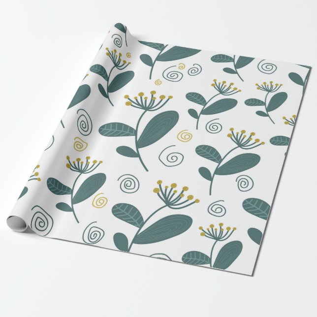 Nahtlose Blume im skandinavischen Stil. Geschenkpapier (Ungerollt)