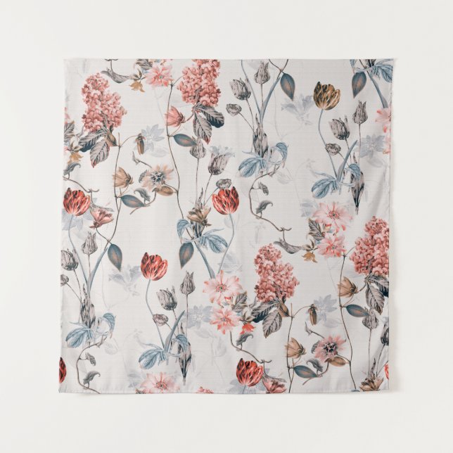 nahtlose Blume mit heller Hintergrundblume Wandteppich (Vorderseite)