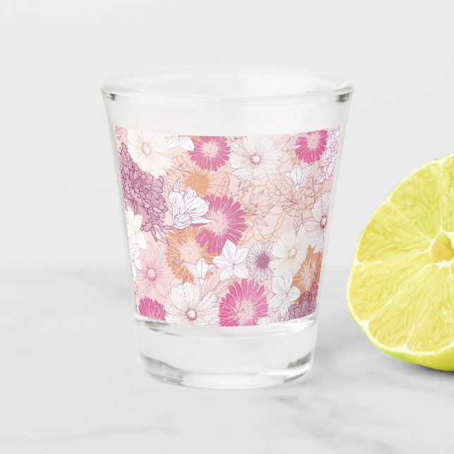 Nahtlose Blume Schnapsglas (Vorderseite)