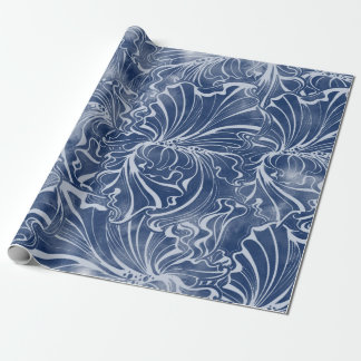 nahtlose Blume und Blätter von Wasserkohle Geschenkpapier