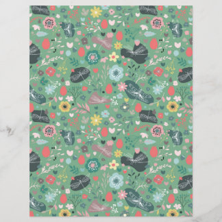 Nahtlose Blume und Libellen-Muster auf Grün