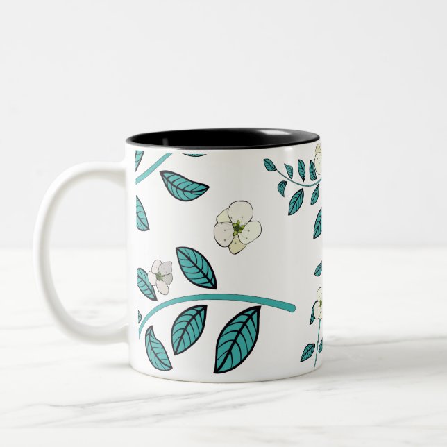 Nahtlose Blume Zweifarbige Tasse (Links)