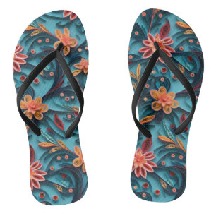 Nahtlose, blumengeschmückte Papiermuster Pair von Flip Flops