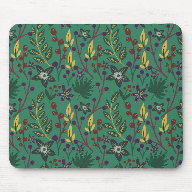 Nahtlose Blumenmuster-Blume mit grünem Hintergrund Mousepad (Vorne)