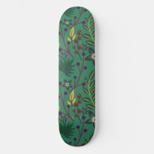 Nahtlose Blumenmuster-Blume mit grünem Hintergrund Skateboard
