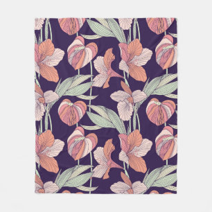 Nahtlose Blumenmuster, Blume, Orchidee, Moderne Fleecedecke