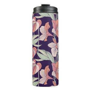 Nahtlose Blumenmuster, Blume, Orchidee, Moderne Thermosbecher