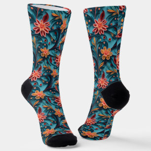 Nahtlose Blumenmuster-Crew-Socken Socken