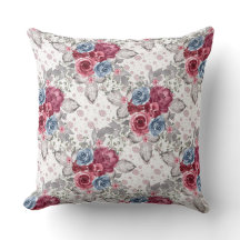 Nahtlose Blumenmuster - Dusty Blue und Burgund